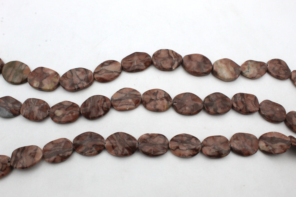 Coco Jasper Lotus Wavy 18 x 24 mm Gemstone Beads 16" Strand