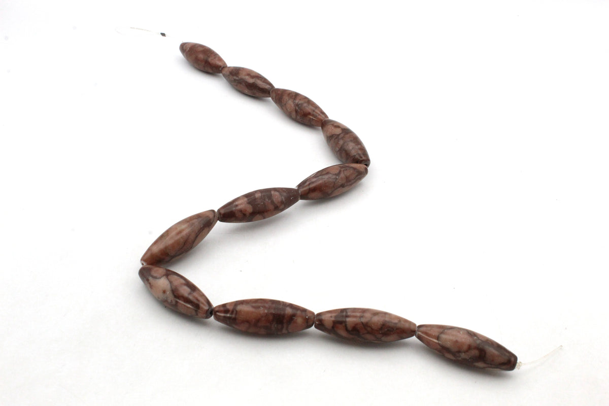 Coco Jasper Tube Oval 12 x 35 mm Gemstone Beads 16" Strand