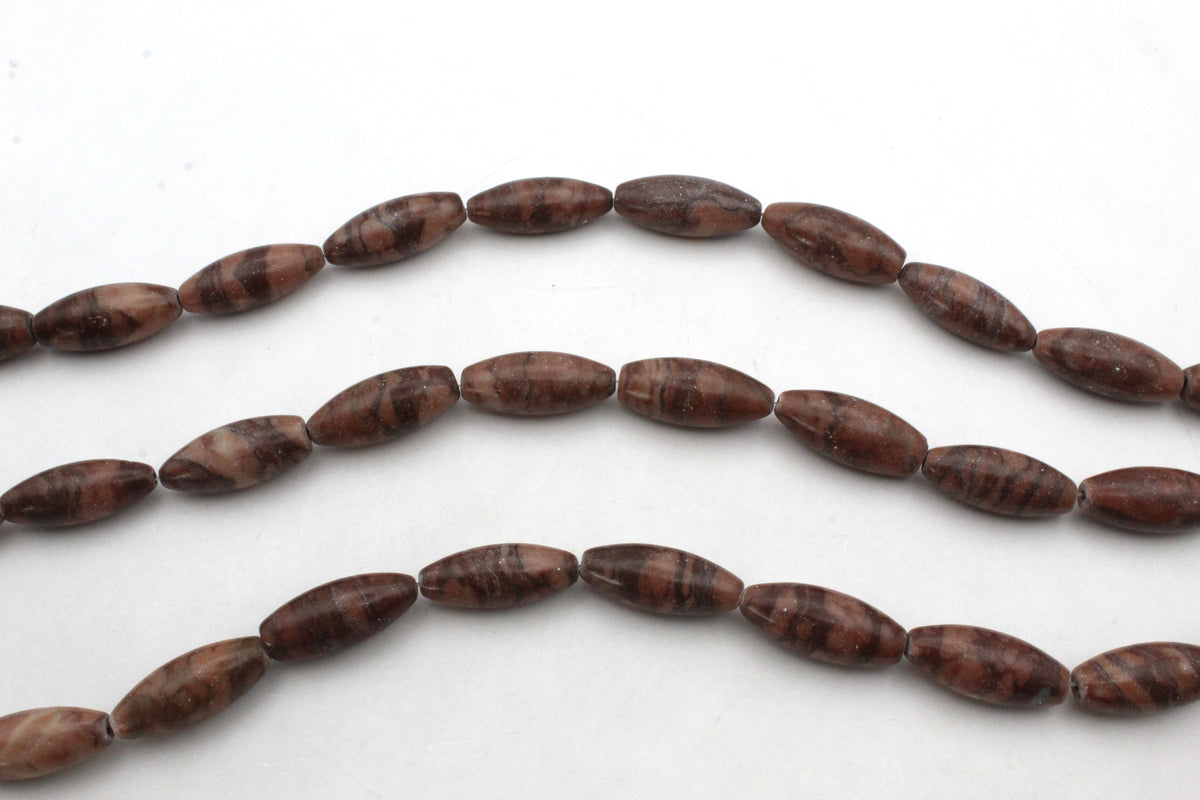 Coco Jasper Oval Faceted 12 x 35 mm Gemstone Beads 16" Strand