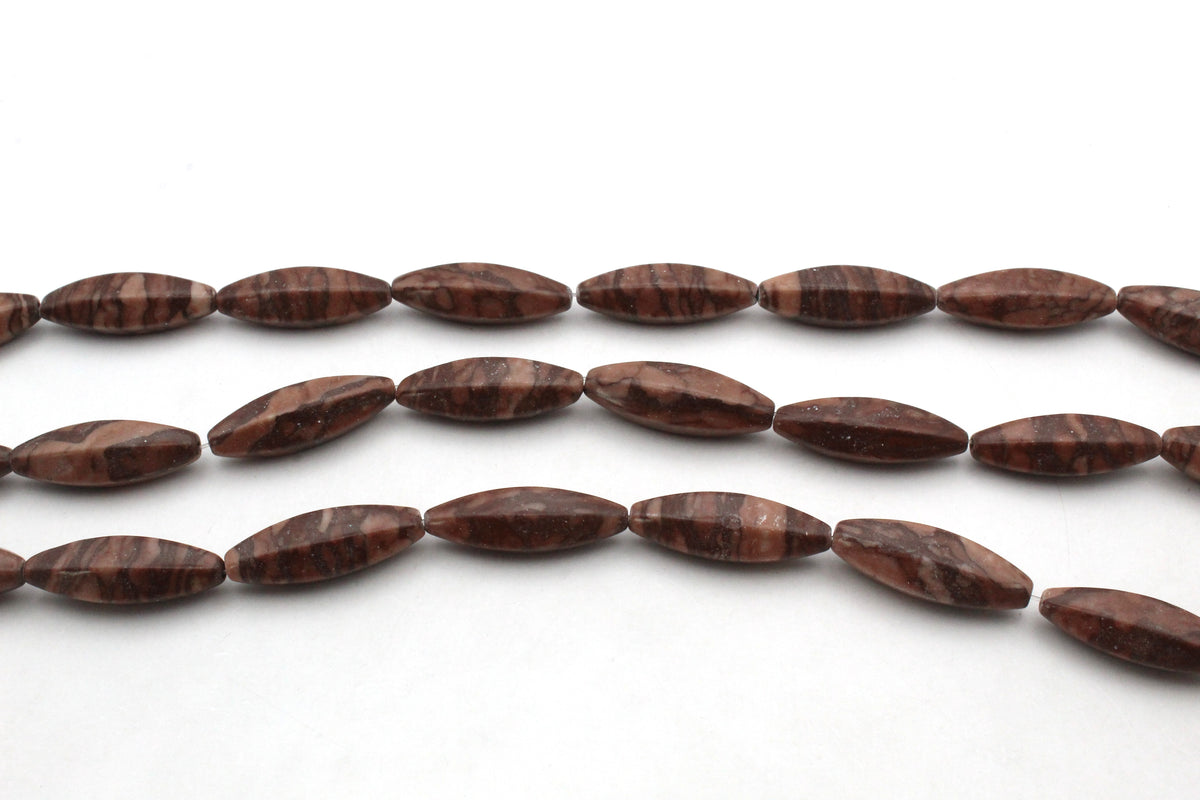 Coco Jasper Oval Faceted 12 x 35 mm Gemstone Beads 16" Strand