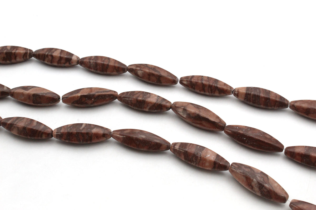 Coco Jasper Oval Faceted 12 x 35 mm Gemstone Beads 16" Strand