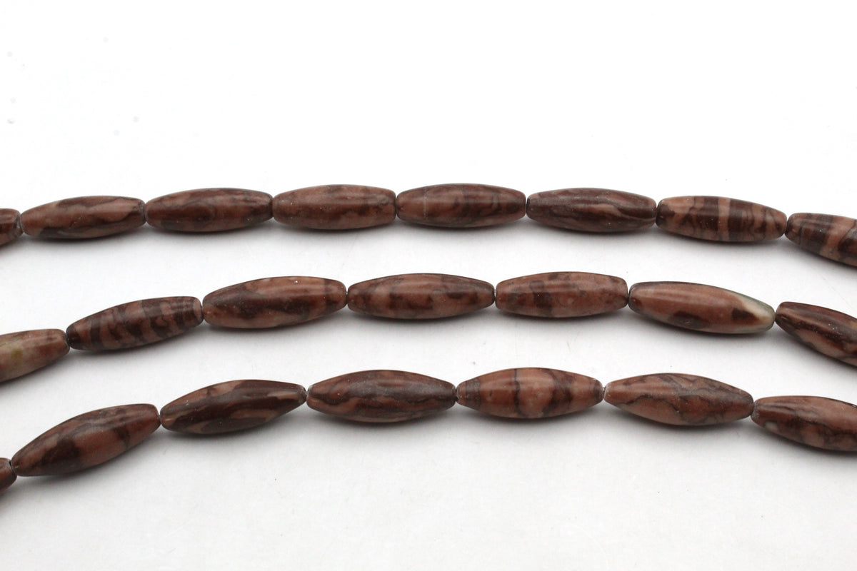 Coco Jasper Oval 10 x 30 mm Gemstone Beads 16" Strand