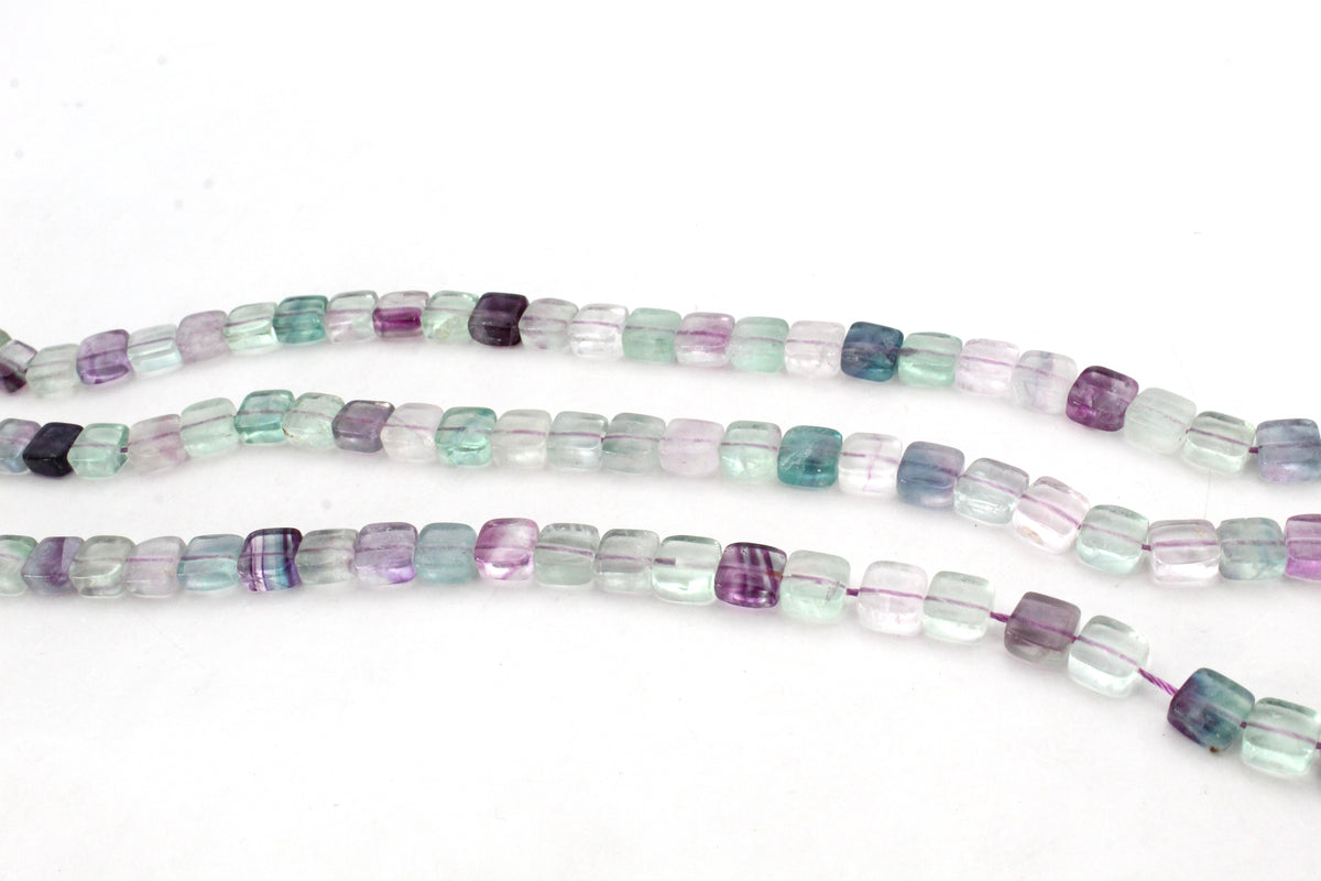 Flourite Square Flat 8 x 8 mm Gemstone Beads 16" Strand
