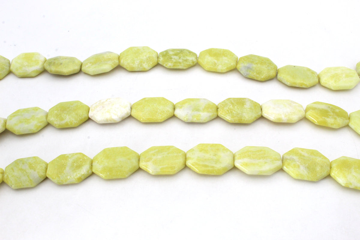 Lime Jasper Hexagonal 18 x 24 mm Gemstone Beads 16" Strand