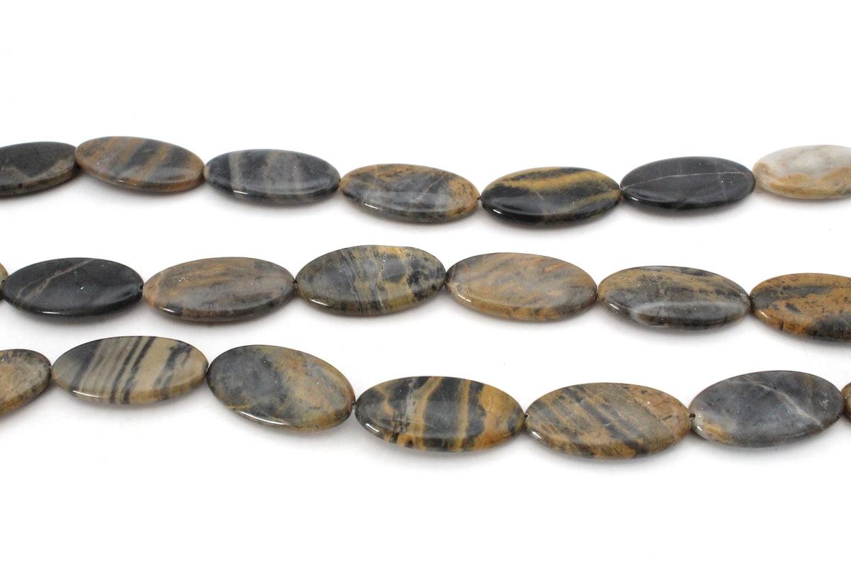 Rusian Jasper Oval Flat 17 x 34 mm Gemstone Beads 16" Strand
