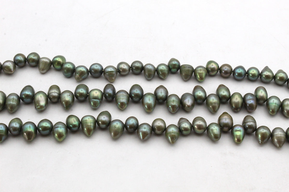 Fresh Water Green Pearl Drop Side Hole Zig Zag Model
