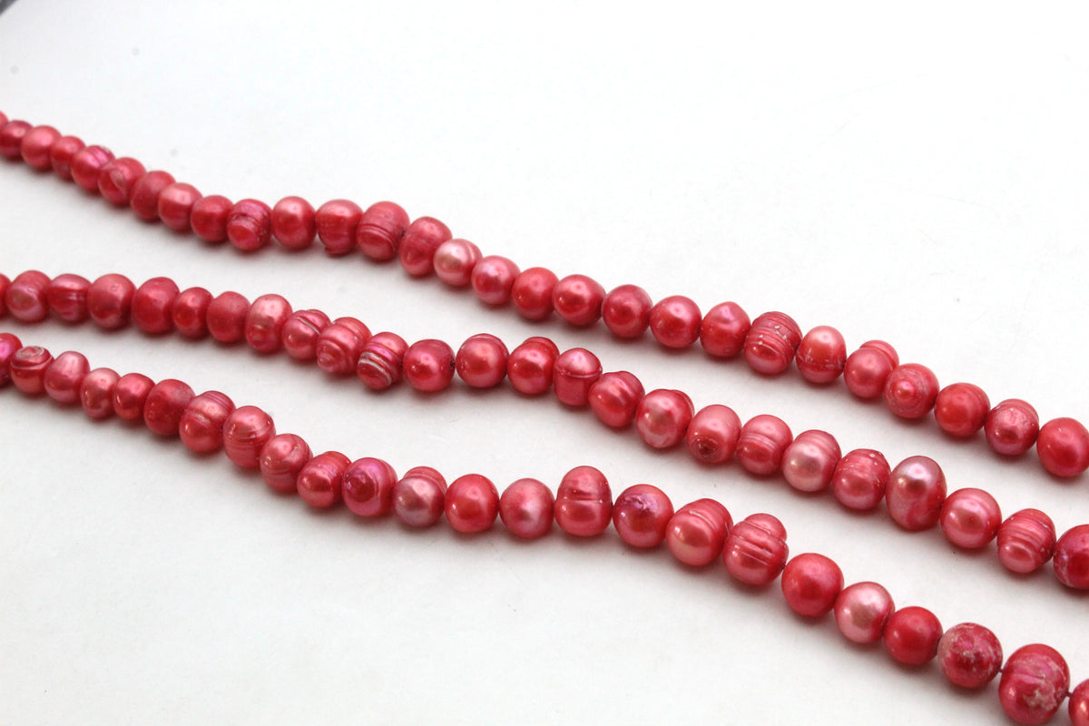 Fresh Water Red Pearl Round 6 mm