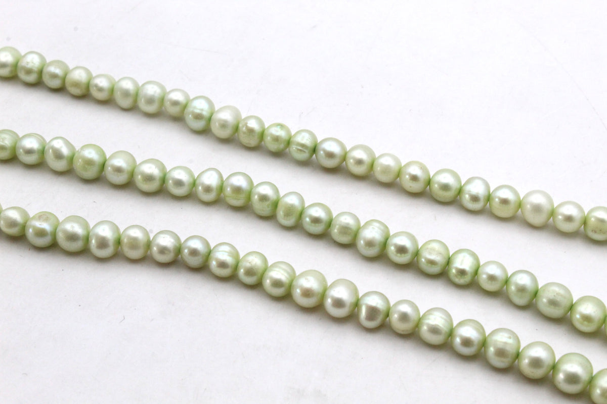 Fresh Water Light Green Potato Pearl 6 - 7 mm