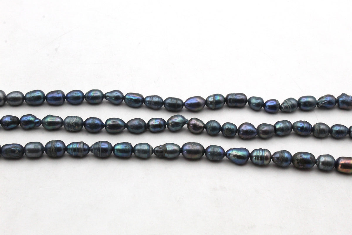 Fresh Water Grey Metalic Pearl Oval 7 x 12 mm