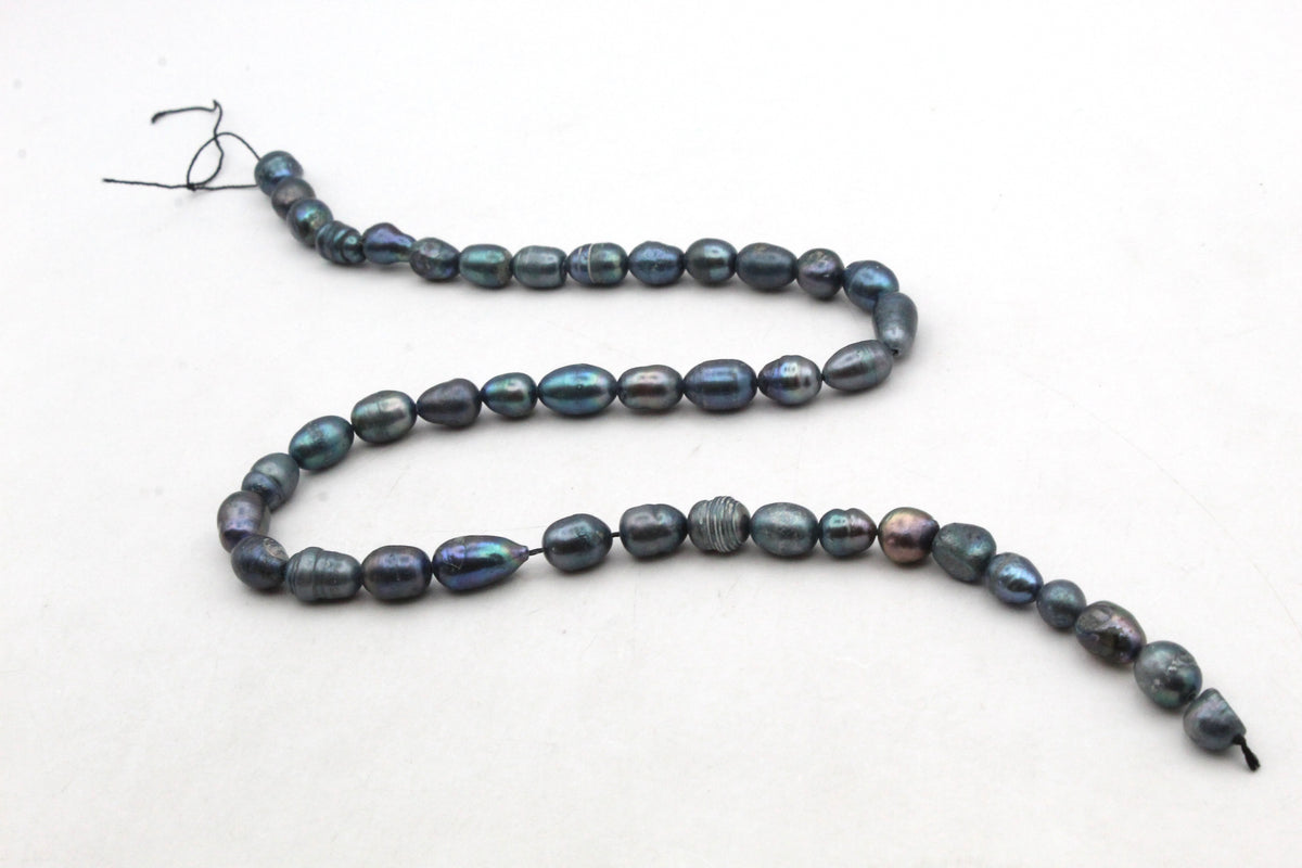 Fresh Water Grey Metalic Pearl Oval 7 x 12 mm