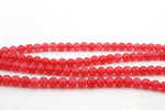 Red Jade ( Dyed ) Round Smooth Gemstone Beads 16" Strand
