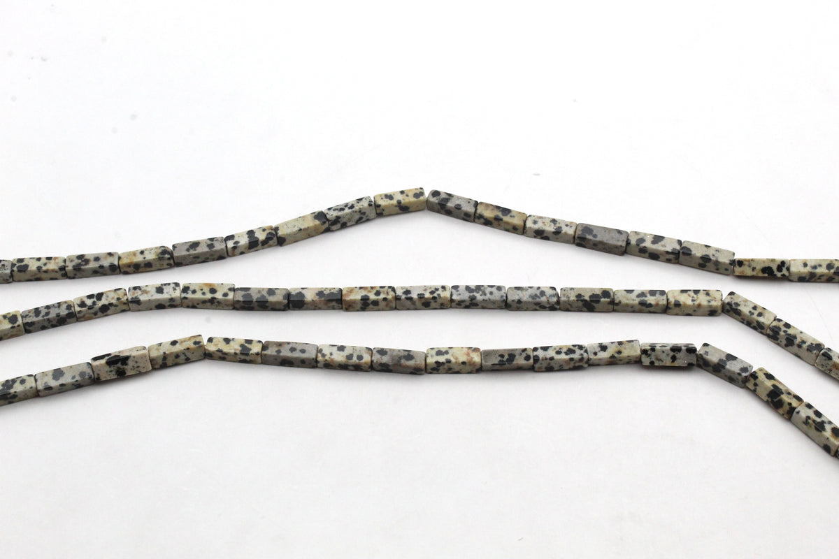 Dalmantian Jasper Rectangle 4 x 13 mm Gemstone Bead 16" Strand