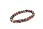 Black Rhodochrosite Round Smooth Bracelet