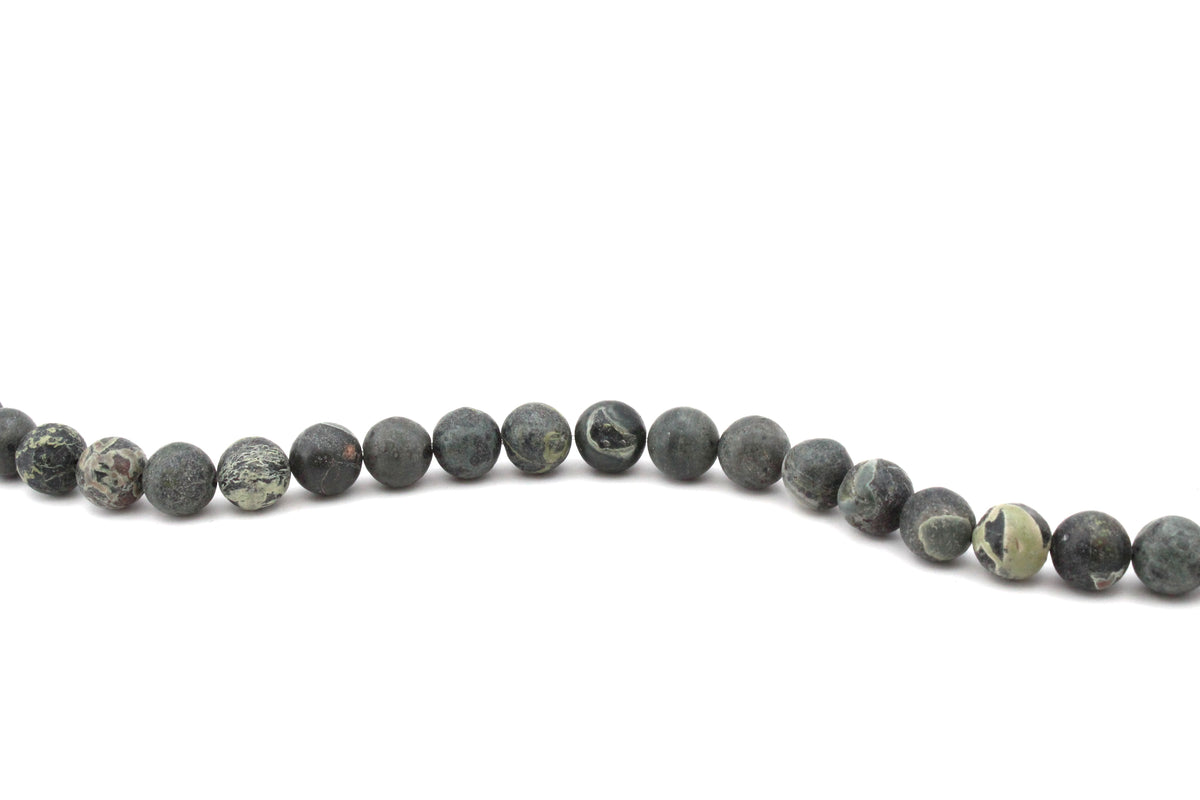 Green Leopard Skin Jasper Round Smooth Gemstone Beads 16'' Strand ***