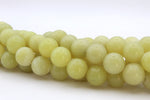 Yellow Jade Round Gemstone Beads 16" Strand