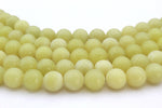 Yellow Jade Round Gemstone Beads 16" Strand