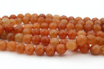 Orange Aventurine Round Faceted Gemstone Beads 16" Strand