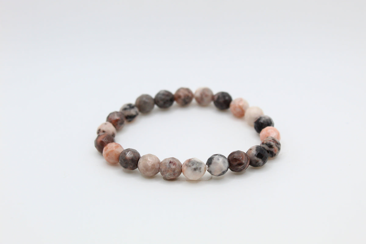 Pink Zebra Jasper Faceted Bracelet