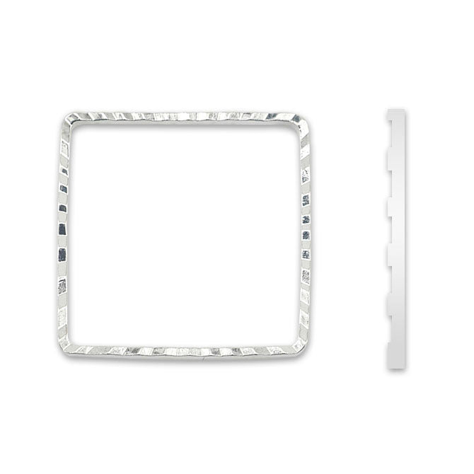 Quick Links, Square, 20 mm (.787 in), Diamond Cut, Silver Plated, 10 pc