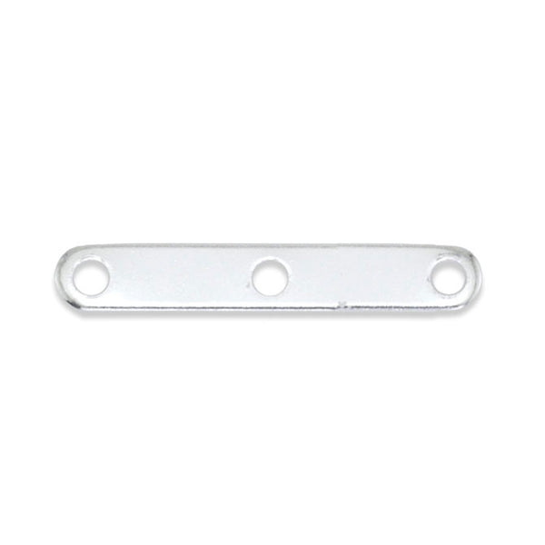 Spacer Bars, 3 Hole, Silver Plated, 14 pc