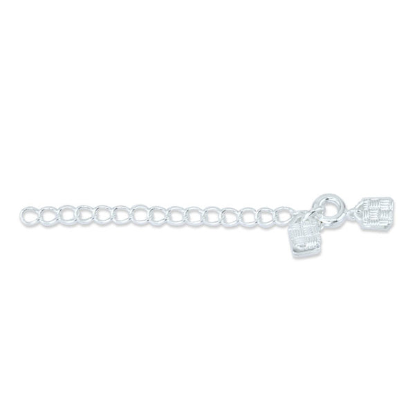 Extension Chain 5.1cm (2"), Spring Rings, C-Crimp End, Silver Plated, 3sets
