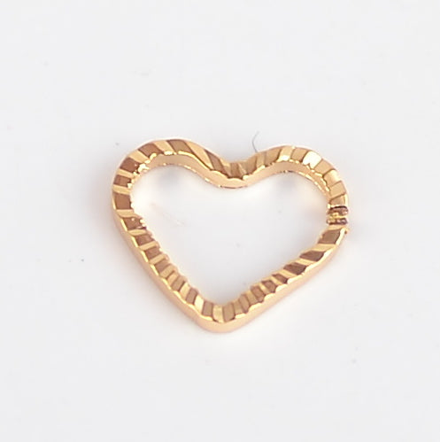 Bead frame, gold-plated brass heart 7x7 mm