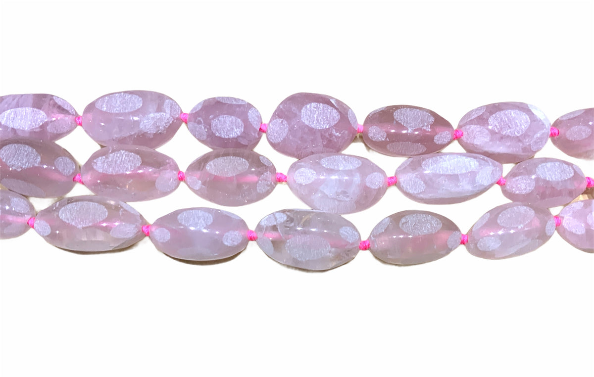 Rose Quartz Nugget Gemstone Beads 31 x 18mm 16" Strand ***