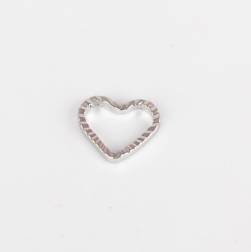 Bead frame, Rhodium-plated brass, Heart