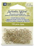 18 Gauge Artistic Wire, Chain Maille Rings, Round, Tarnish Resistant Brass, 9/64 in (3.57 mm), 110 pc
