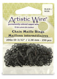 20 Gauge Artistic Wire, Chain Maille Rings, Round, Black, 3/32 in (2.38 mm), 250 pc