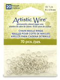20 Gauge Artistic Wire, Chain Maille Rings, Round, Tarnish Resistant Silver, 3/16 in (4.76 mm), 70 pc