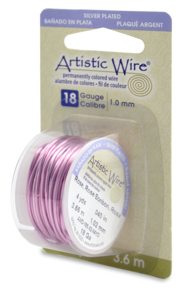 Artistic Wire, 18 Gauge (1.0 mm), Silver Plated, Rose, 4 yd (3.6 m)