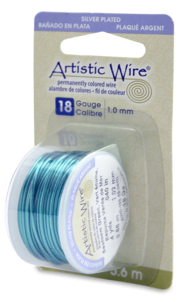Artistic Wire, 18 Gauge (1.0 mm), Silver Plated, Seafoam Green, 4 yd (3.6 m)