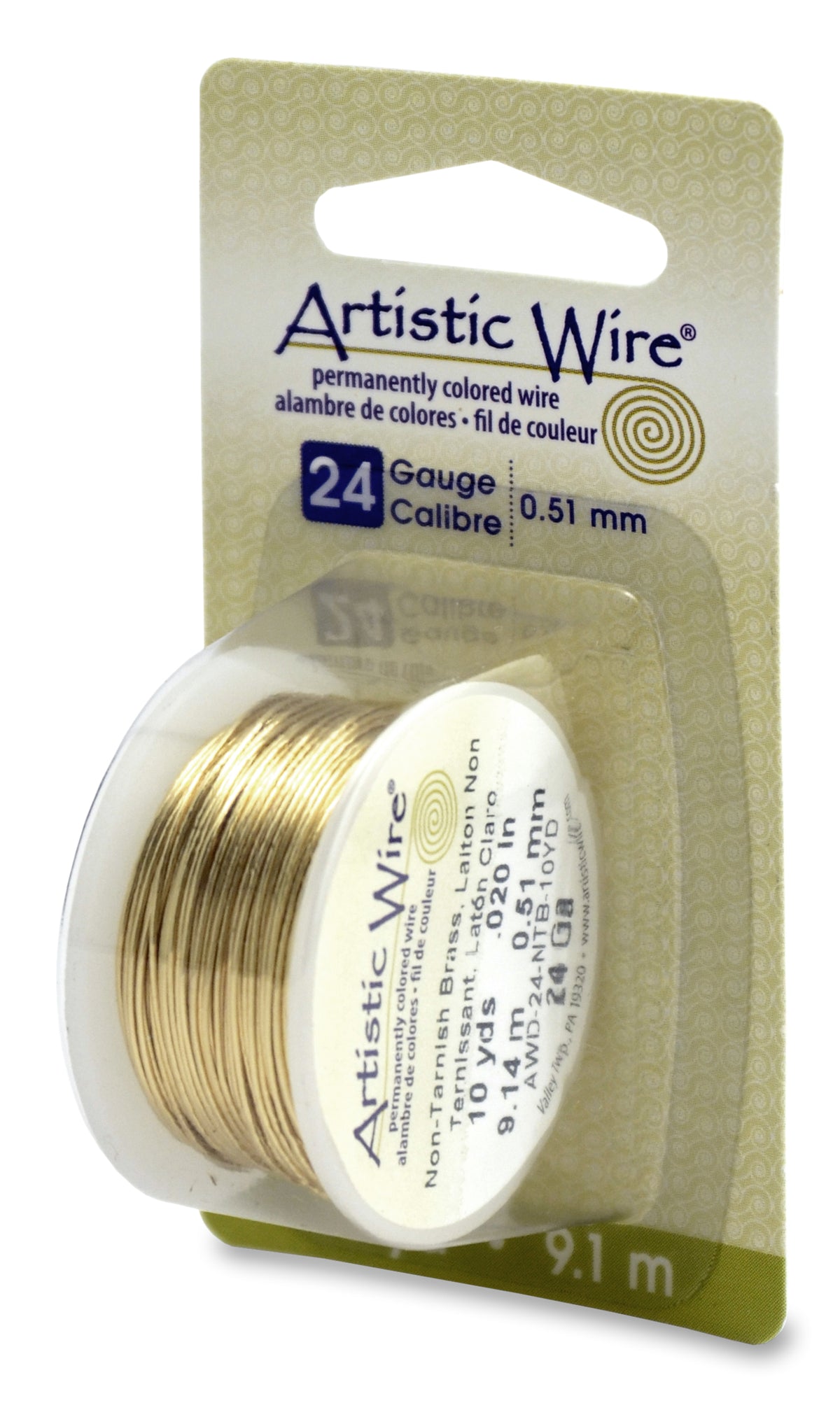 Artistic Wire, 24 Gauge (.51 mm), Tarnish Resistant Brass, 10 yd (9.1 m)
