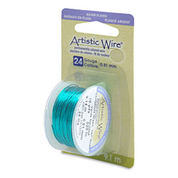 Artistic Wire, 26 Gauge (.41mm), Silver Plated, Christmas Green, 15 yd (13.7 m)