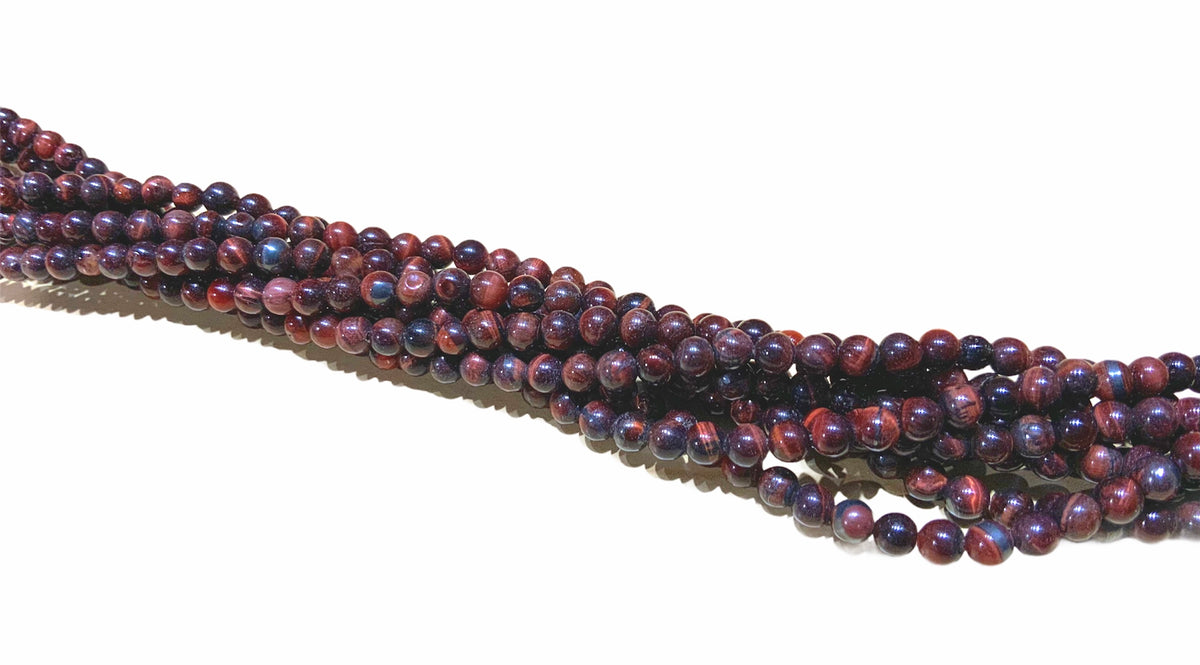 Red Tigers Eye Smooth Gemstone Beads 6 mm 16" strand