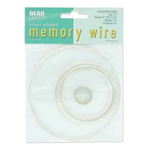 MEMORY WIRE ASST 5 SIZES 10 LOOPS EA BRIGHT SILVER