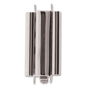BEADSLIDE SMOOTH PLAIN 10 X 24MM SILVER PLATED 1