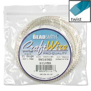 CRAFT WIRE 21GA TWISTED SQUARE 15FT SPL SILVER