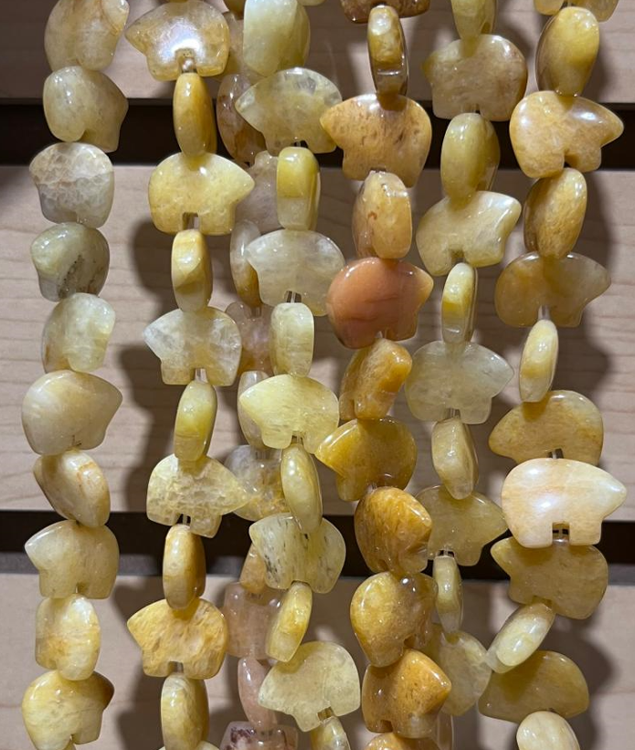 Caramel Yellow Jade Carved Gemstone Beads 16x13mm