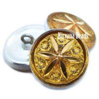 18mm Star Flower Button Yellow Gold with a Gold Star