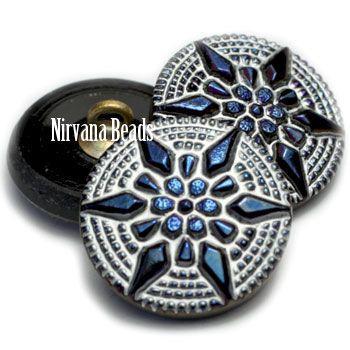 18mm Star Button Cobalt with a White Wash Finish