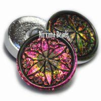 18mm Star Flower Button Vitrail with a Black Wash