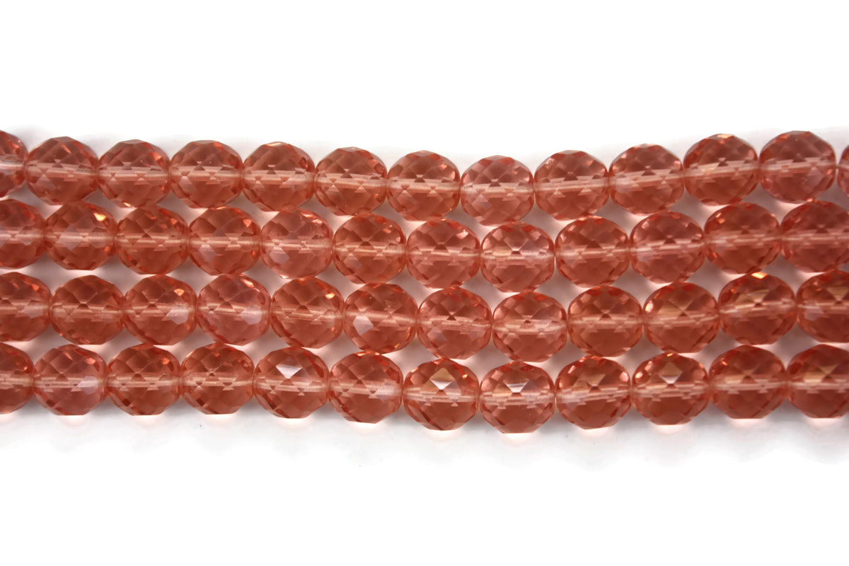 Peach Czech Glass Faceted Round Beads 12 mm