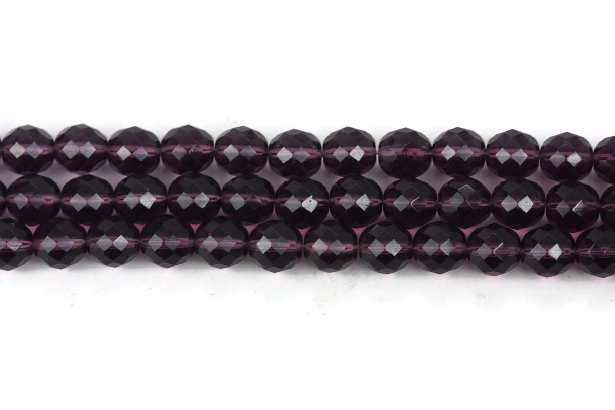 Grape Purple Czech Glass Faceted Round Beads 12 mm