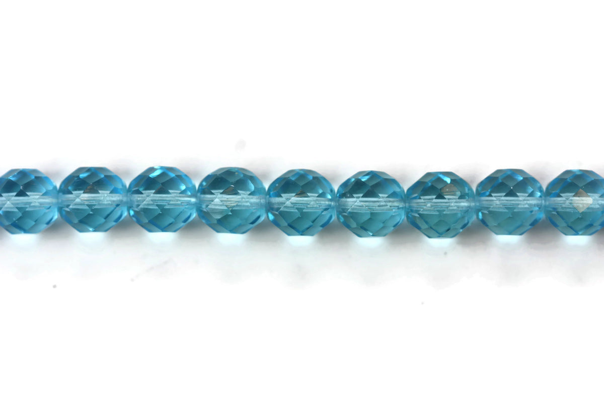 Arctic Blue Czech Glass Faceted Oval Beads 10 mm 8" strand