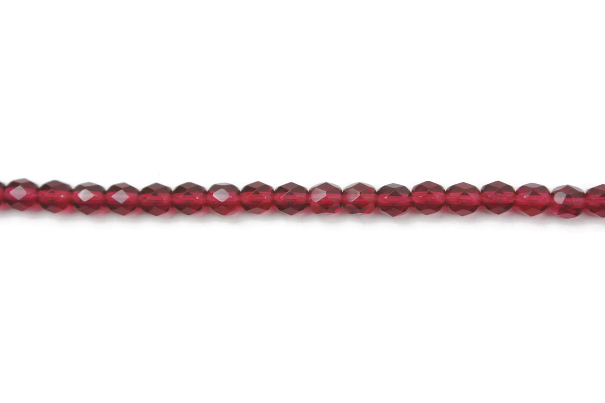 Dark Red Fire Polished Czech Glass Faceted Oval Beads 6 mm