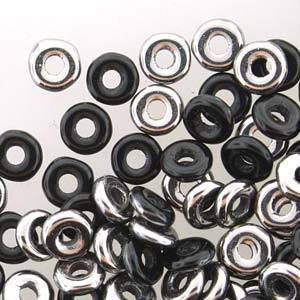 O BEADS 3.8X1MM JET CHROME -10GM