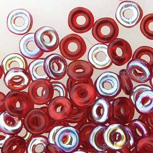 O BEADS 3.8X1MM RED AB -10 GM