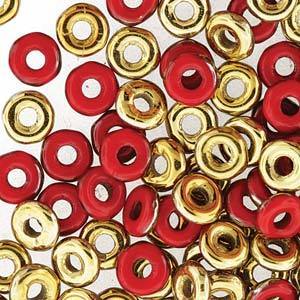 O BEADS 3.8X1MM OPAQUE RED AMBER-10GM